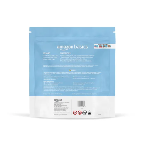 Vista 2 de Amazon Basics Cápsulas de detergente para ropa, hipoalergénico, sin fragancia ni colorantes, 120 unidades (nuevo empaque)