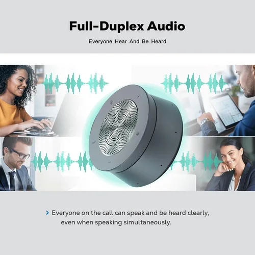 Vista 5 de MAXHUB Altavoz BM45 para conferencias, altavoz de reunión y micrófono para conferencias de audio, matriz de 8 micrófonos 360° de captación de sonido