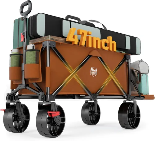 Vista 22 de TIMBER RIDGE Beach Wagon with Balloon Wheels& All-Terrain Wheels, Tailgate 300 lbs Heavy Duty Foldable Wagon for Sand Camping Sports，47" L Beach