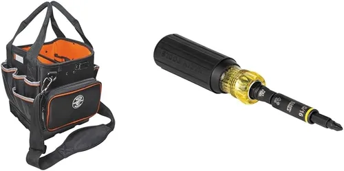 Vista 10 de Klein Tools 55419SP-14 Bolsa de herramientas con correa para el hombro tiene 14 bolsillos para almacenamiento de herramientas, puede adaptarse a