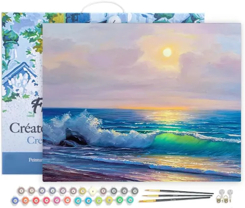 Vista 155 de Figured'Art Pintura por números para adultos, flores rojas abstractas, 16 x 20 pulgadas, kit de pintura artística para manualidades, lienzo