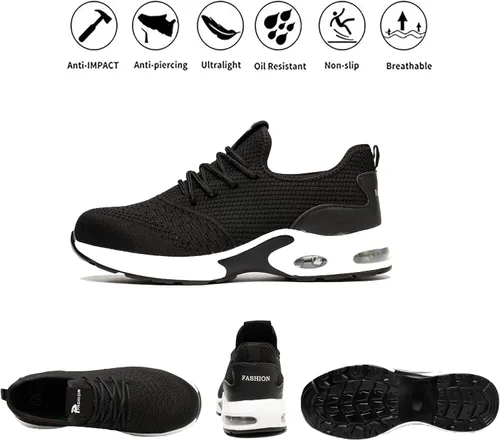 Vista 6 de LIWEGHT Steel Toe Shoes for Women Lightweight Safety Shoes Women Comfortable Composite Steel Toe Sneakers Indestructible Shoes