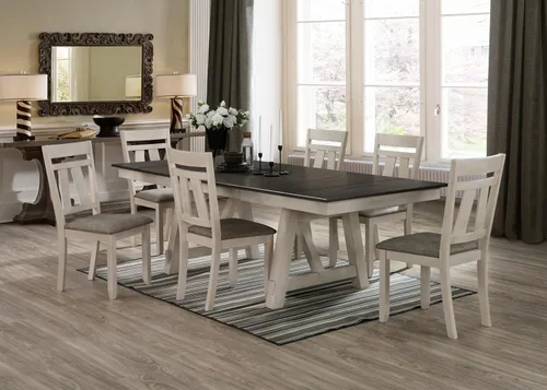 Vista 17 de WILLIAMSPACE Mesa de Comedor Extensible de Madera de 106" para 8 a 12, Mesa de Cocina Rectangular Rústica Campestre, Mesa de Comedor Grande
