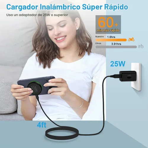 Vista 5 de Estación de carga rápida del cargador inalámbrico magnético de 25W con el Negro
