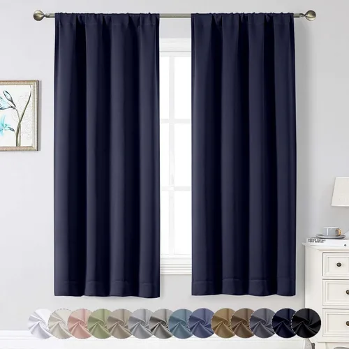 Vista 36 de Cortinas opacas para dormitorio, sala de estar, juego de 2 paneles de 54 pulgadas de largo, cortinas de oscurecimiento de habitación con aislamiento