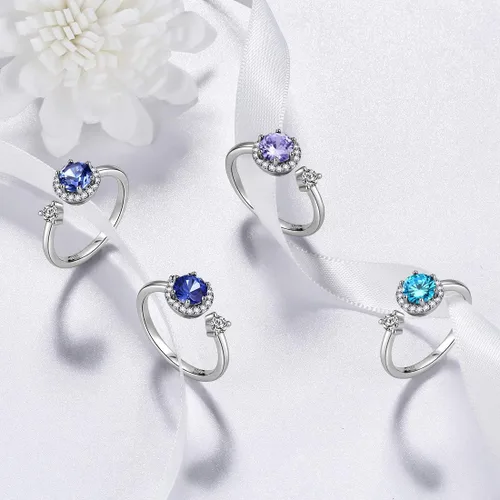 Vista 4 de Aurora Tears 925 Sterling Silver 12 Birthstones NecklaceEarringRingBracelet Women Birthstone Pendant Crystal Fashion Birthday Jewelry Christmas Gift
