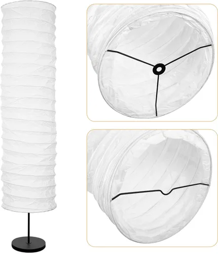 Vista 6 de Uonlytech Pantalla de lámpara de pie de papel, estilo nórdico, cubierta de luz de mesa, protector de lámpara de barril para el hogar, hotel, mesita