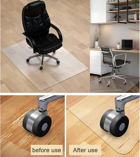 Vista 5 de Tapete rectangular transparente para silla para alfombras y suelos duros, 0.118 in de grosor para sillas rodantes, impermeable, de alta resistencia