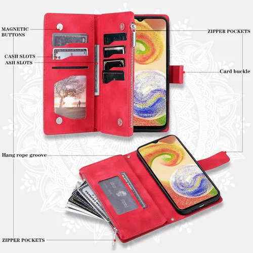 Vista 2 de Asuwish Funda de teléfono para Samsung Galaxy A04e con protector de pantalla de vidrio templado y correa para la muñeca, diseño de flores