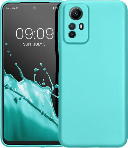 Vista 8 de kwmobile Funda para Xiaomi Redmi Note 12S - Cubierta trasera de TPU suave - con aspecto metálico - verde menta metálico