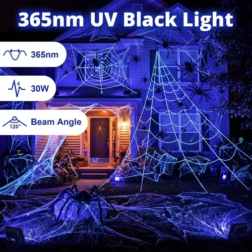 Vista 2 de Luz negra UV de 30 W, reflector LED ultravioleta de 365 nm, impermeable, IP66, con interruptor de encendido/apagado para identificación de gemas