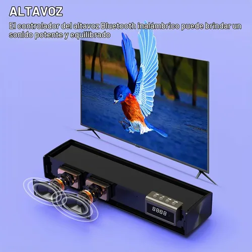 Vista 3 de Barra de sonido de 50 W para Smart TV, barra de sonido de 2.0 canales con conexión Bluetooth 5.4/ARC/Opt/AUX, barra de sonido para TV con 2