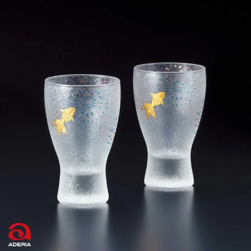 Vista 2 de Aderia Juego de pares de vasos de sake premium 3.38oz (fuegos artificiales)