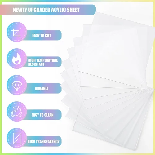Vista 4 de Pangda 100 hojas de acrílico transparente de 4 x 4 pulgadas, hojas cuadradas de acetato, paneles transparentes con papel protector para proyectos