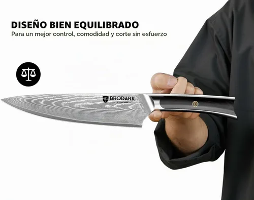 Vista 6 de BRODARK Cuchillo de chef de Damasco de 3 piezas, VG10 de acero de espiga completa afilado, juego de cuchillos de chef japonés profesional