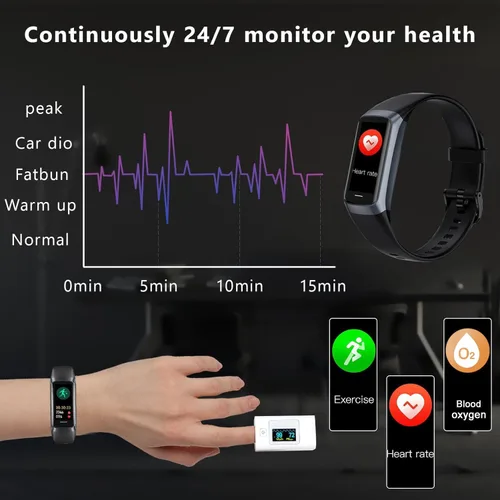 Vista 6 de Rastreador de Fitness con Monitor de Frecuencia Cardíaca/Oxígeno en Sangre/Sueño, Más de 20 Modos Deportivos Relojes Inteligentes