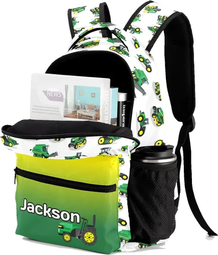 Vista 3 de Zaaprint Mochila escolar personalizada con diseño de escamas de sirena y pescado con texto de nombre para mujeres y hombres, Mochila 9, Mochilas