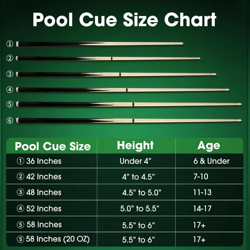 Vista 5 de Pool Cue Sticks Billiard Cue Sticks for Kids, Teens & Adults 35.8 in set de 2