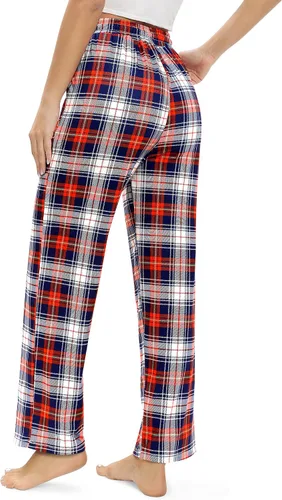 Vista 4 de Alimens & Gentle Pantalones de pijama para mujer, elásticos, con cordón, cómodos, con bolsillos