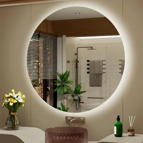 Vista 11 de Espejo LED para baño de 24 pulgadas, 3 temperaturas de color (3000K/4500K/6000K), retroiluminación regulable, antivaho, vidrio HD de 5MM, CRI 90+