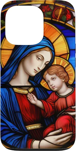 Vista 10 de Blessed Virgin Mary and Jesus Christ Stained Glass Case for iPhone 16