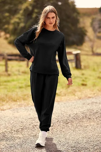 Vista 60 de Prettygarden - Conjunto de pijama de dos piezas para mujer, diseño de teñido anudado, sudadera informal de manga larga con pantalones largos, ropa