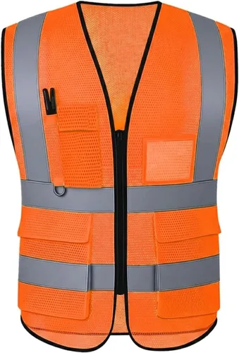 Vista 11 de High Visibility Safety Vest with Reflective Strips & Pockets
