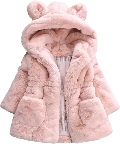 Vista 8 de Mallimoda - Chaqueta de forro polar con capucha para niñas Negro