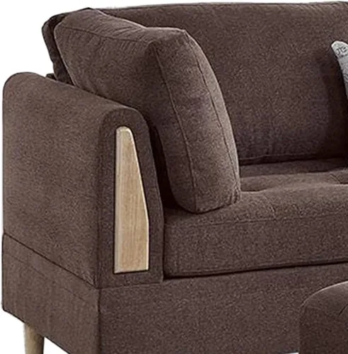 Vista 2 de Benjara Cato - Juego de sofá seccional en forma de L de 3 piezas con otomana y 2 almohadas, color marrón