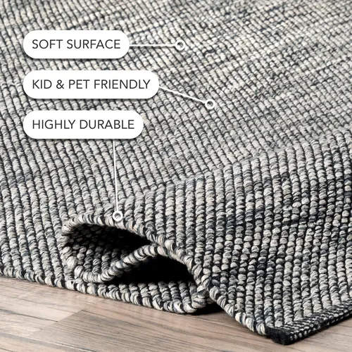 Vista 4 de nuLOOM Alessi - Alfombra decorativa de algodón sólido de granja, 2 x 3, color gris