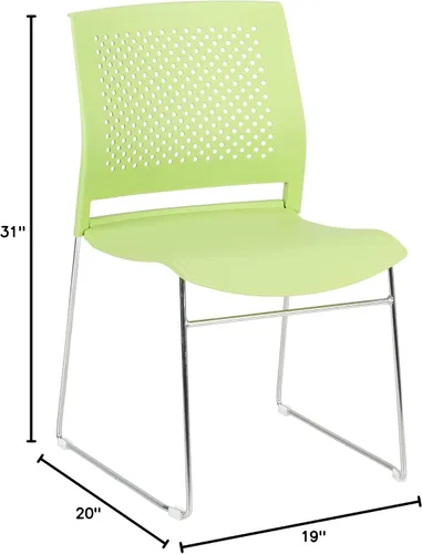 Vista 2 de Norwood Silla apilable de oficina con base de trineo cromado, con respaldo perforado (paquete de 5)