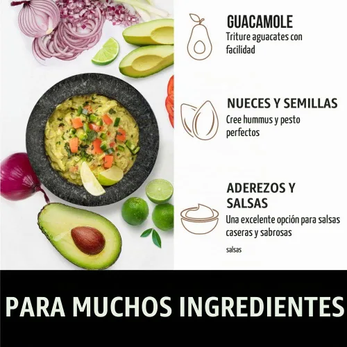 Vista 7 de GORILLA GRIP Juego de mortero y mazo de servicio pesado con base antideslizante, 100% piedra de granito molcajete tazón de guacamole, moler semillas
