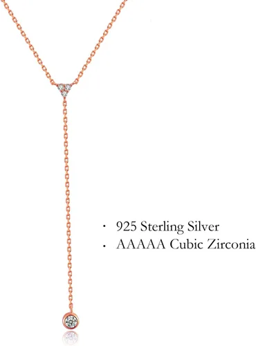 Vista 14 de Metzakka Collar de plata de ley hecho a mano, collar de cadena en Y con diamantes de imitación para mujer