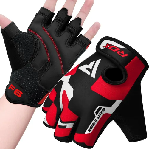 Vista 11 de RDX Guantes de levantamiento de pesas para gimnasio, entrenamiento de fitness, palma acolchada antideslizante, equipo de entrenamiento de fuerza