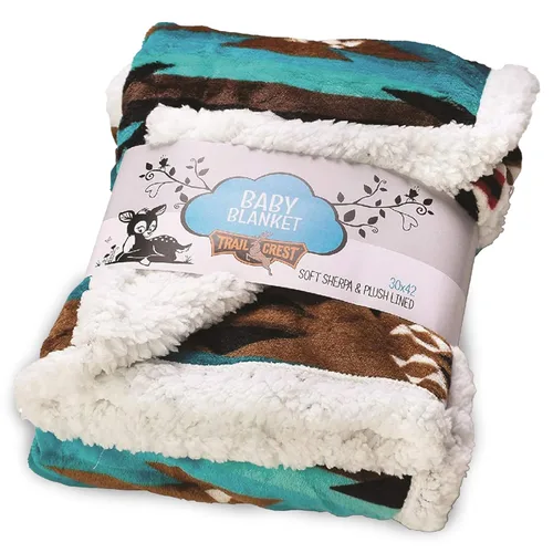 Vista 9 de Manta de forro polar sherpa ultrasuave acogedora manta de bebé de felpa para niños reversible con estampados aztecas lavable Tamaño amplio