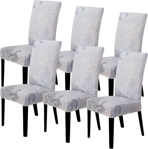 Vista 19 de Juego de 4 fundas para sillas de comedor, elásticas de elastano estampadas, fundas para sillas de comedor, lavables, extraíbles para sillas Parsons