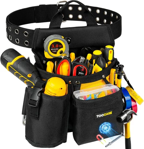 Vista 9 de Cinturones de herramientas,Bolsas de herramientas magnéticas de 18 Negro&gris
