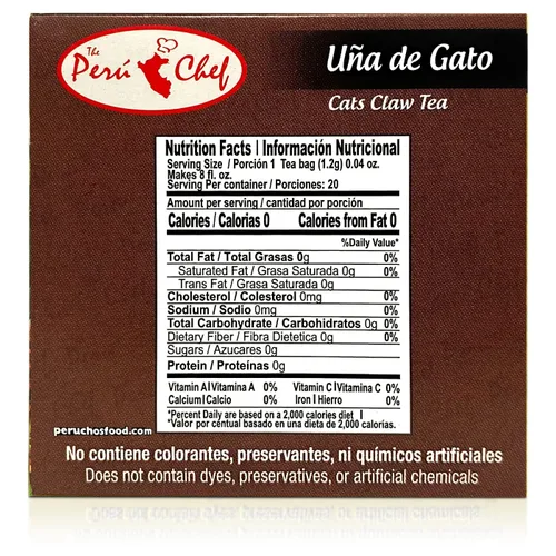 Vista 3 de PeruChef te Uña de Gato Garra de gato 20 Bolsas de té