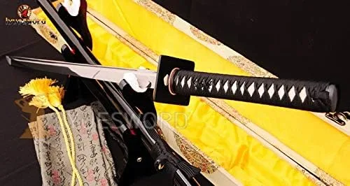 Vista 5 de Espada ninja japonesa de espiga completa lista para batalla 1095 de acero de alto carbono, hoja muy afilada