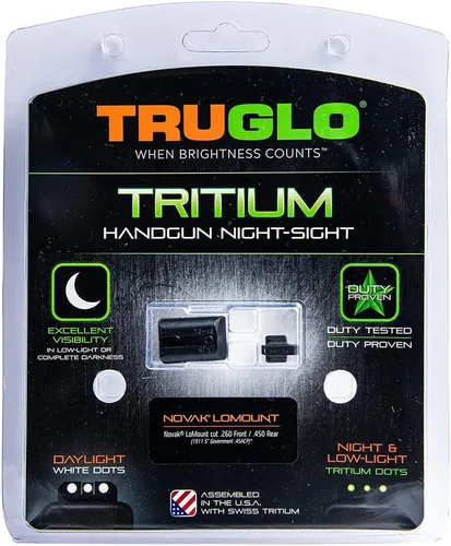 Vista 4 de Truglo Tritium - Mira nocturna delantera y trasera de alta visibilidad con puntos blancos de luz diurna y puntos verdes brillantes de tritio de poca