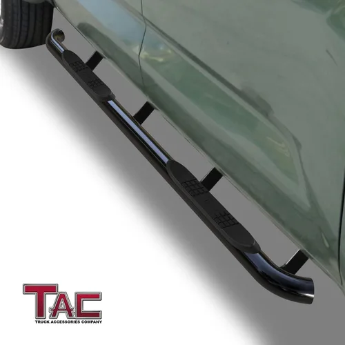 Vista 2 de TAC - Estribos laterales compatibles con Toyota Tundra CrewMax 2022-2024, estribos negros de 3 pulgadas, barras laterales, rieles de escalón, barras