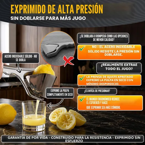 Vista 11 de Exprimidor de limón de acero inoxidable, Juicer de cítricos plegable plano resistente Lime Squeezer Presses Lemons and Limes to the Last Drop