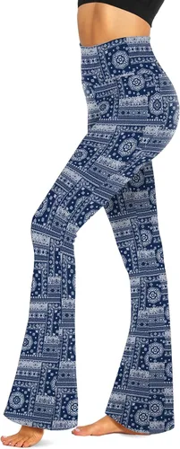 Vista 78 de TNNZEET Leggings acampanados negros para mujer, pantalones de yoga cruzados con bolsillos, corte de bota, leggings acampanados