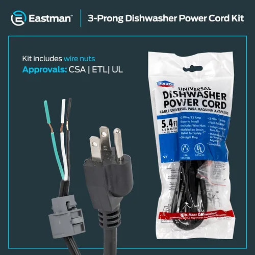 Vista 6 de Kit de cable de alimentación universal para lavavajillas Eastman de 5/4 pulgadas, recto, 69011