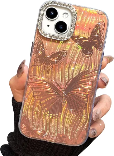 Vista 67 de I-MGAE-IN-AR Funda compacta para iPhone 11, diseño de mariposa, marco de protección de lente de cámara con diamante 3D, bonitas fundas protectoras