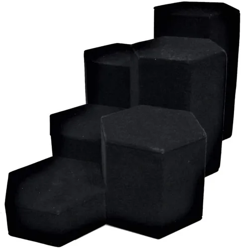 Vista 7 de 888 Display USA, Inc Juego de elevadores de cuero sintético negro con forma hexagonal de lujo de 6 piezas