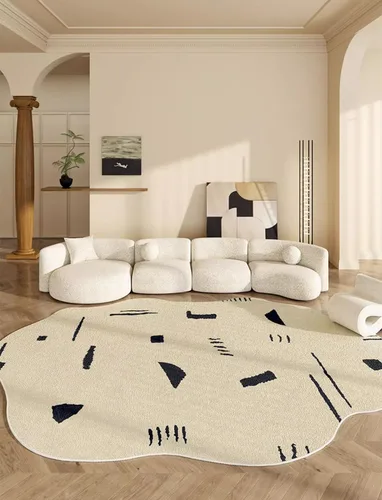 Vista 8 de Alfombra moderna abstracta de forma irregular negra para sala de estar, dormitorio, comedor, alfombra grande Art Deco de 2 x 3 pulgadas, suave