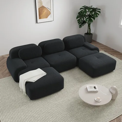 Vista 32 de Sofá sin hueso de 82 pulgadas, cómodo sofá cama de dos plazas, sofá comprimido con asiento profundo, sofá nube de pana para sala de estar