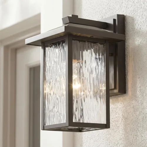 Vista 2 de Kichler 49924oz Capanna lámpara de pared para exteriores, 1 luz 60 vatios, bronce antiguo 1-Light Exterior Wall Sconce Porch Light with Clear