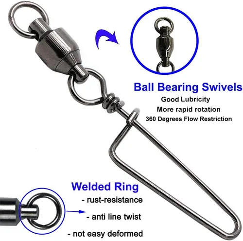 Vista 3 de Paquetes de 10, 30 rodamientos de bola alta resistencia para pesca con gancho Coastlock, Anillos de soldadura fuerte para pesca en agua salada